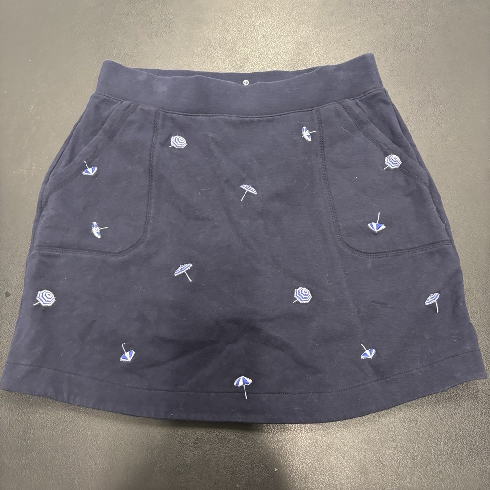 T By Talbots Women's Skort Size S Pull On Umbrella Embroidery Pockets